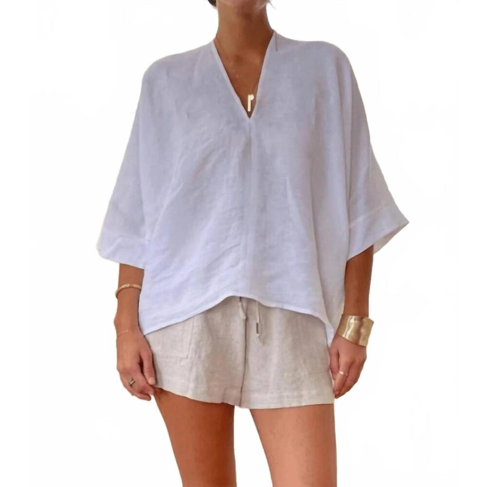 NEW NATALIE BUSBY off the cuff linen top in white